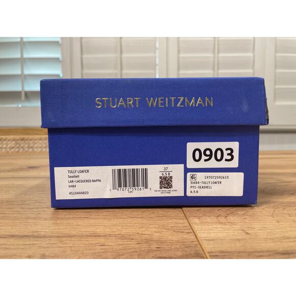 Stuart Weitzman Tully Loafer Seashell Lacquered Nappa Size 6.5 NIB Ballet Flat - Picture 13 of 14